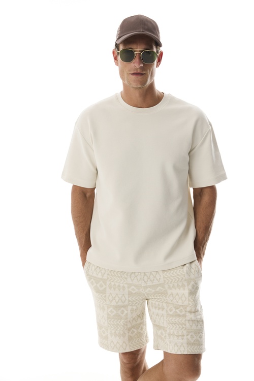  OVERSIZE BİSİKLET YAKA T-SHIRT