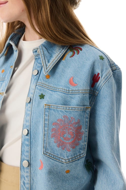  REGULAR FIT NAKIŞLI JEAN CEKET