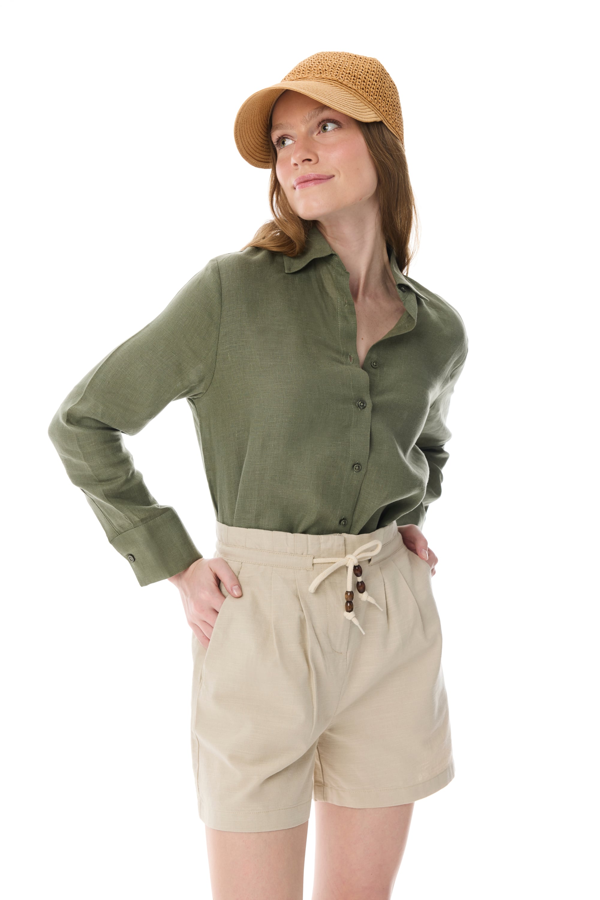 REGULAR FIT UZUN KOLLU KETEN GÖMLEK