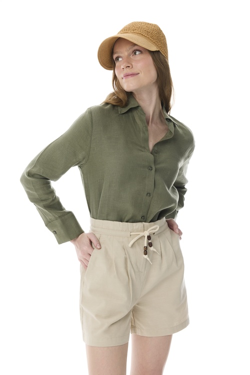  REGULAR FIT UZUN KOLLU KETEN GÖMLEK