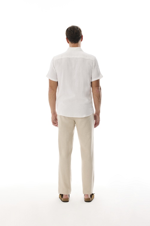  KETEN KARIŞIMLI REGULAR FIT KISA KOLLU GÖMLEK