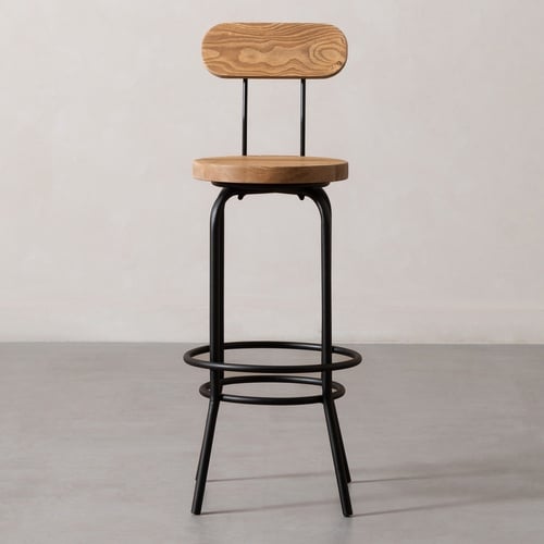  JESS MASİF AHŞAP BAR SANDALYESİ NATUREL