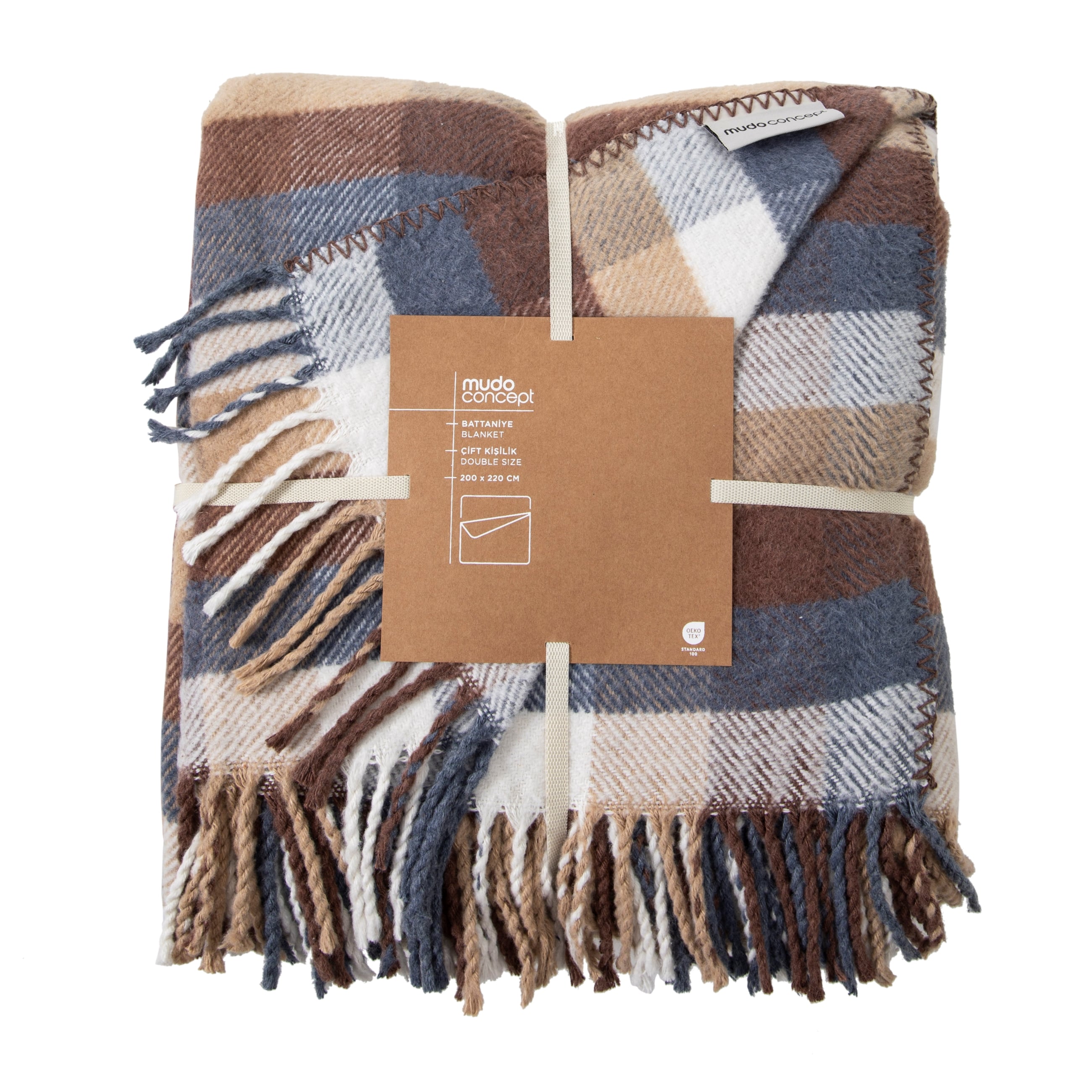 ZUAN KARELİ BATTANİYE GRİ KAHVERENGİ 200X220