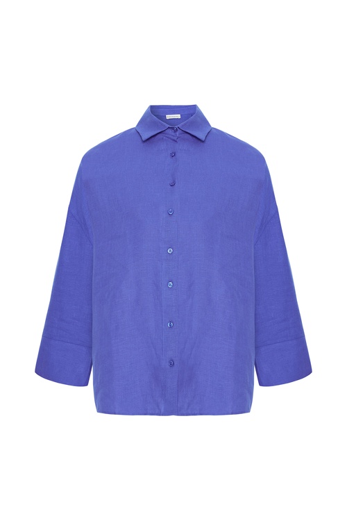  OVERSIZE 3/4 KOL KETEN GÖMLEK