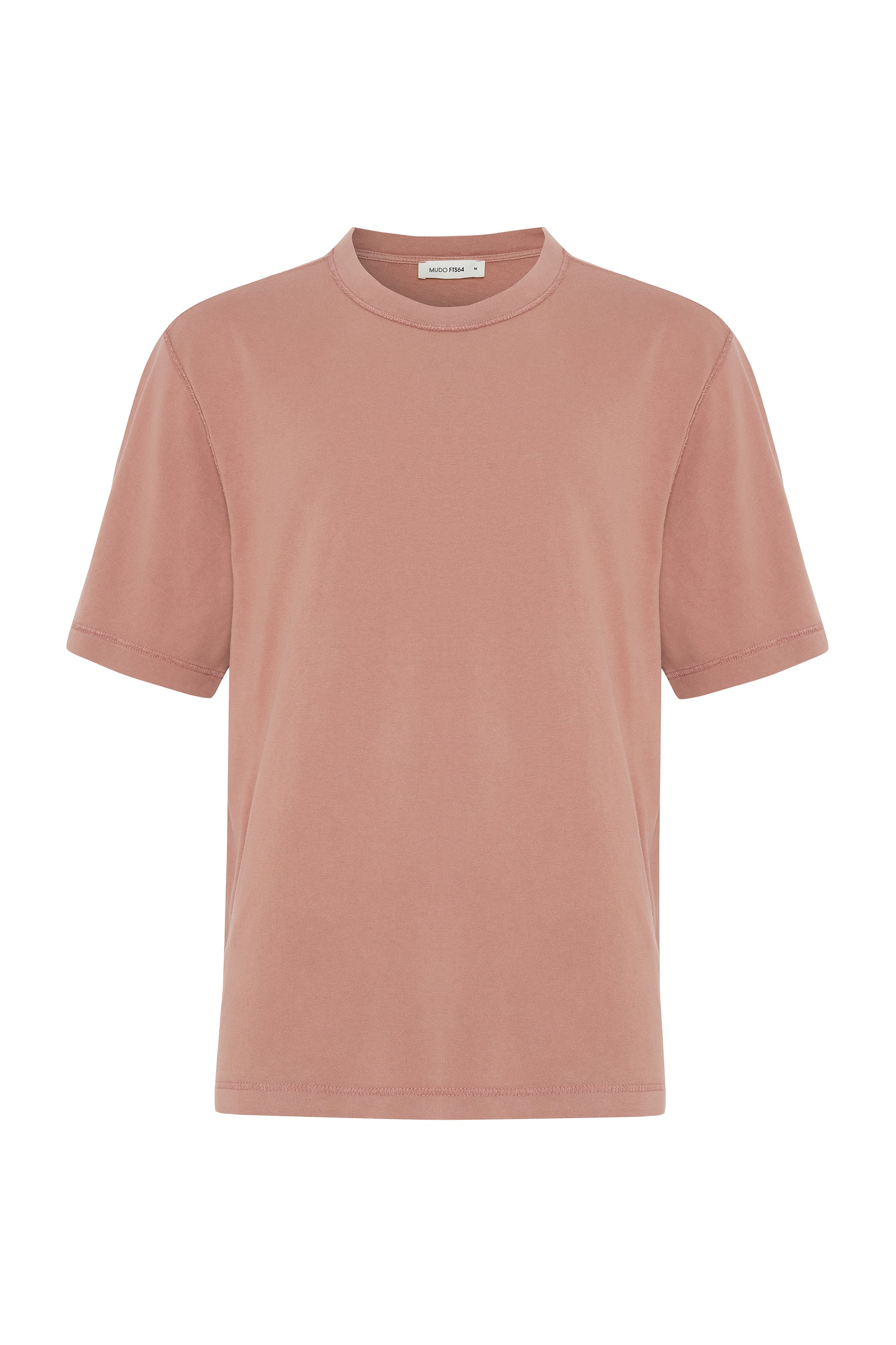 Erkek Pembe Relax Fit Dikiş Detaylı Bisiklet Yaka T-Shirt