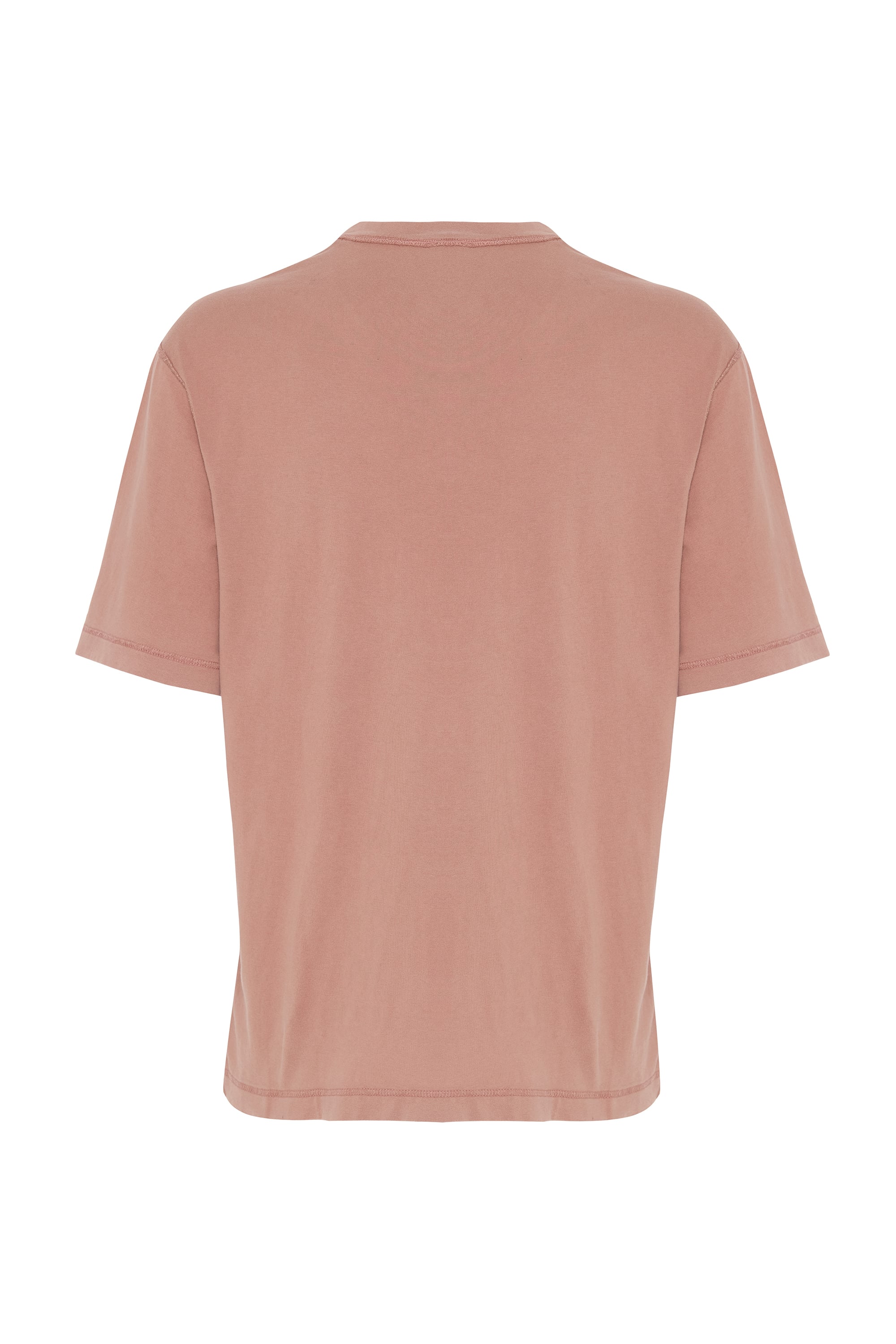 Erkek Pembe Relax Fit Dikiş Detaylı Bisiklet Yaka T-Shirt