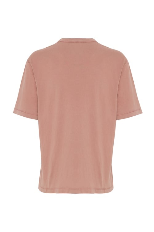  Erkek Pembe Relax Fit Dikiş Detaylı Bisiklet Yaka T-Shirt