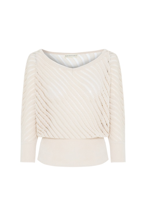  LOOSE FIT KAYIK YAKA AJURLU TRİKO KAZAK