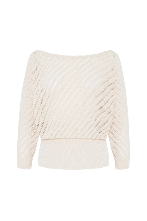  LOOSE FIT KAYIK YAKA AJURLU TRİKO KAZAK