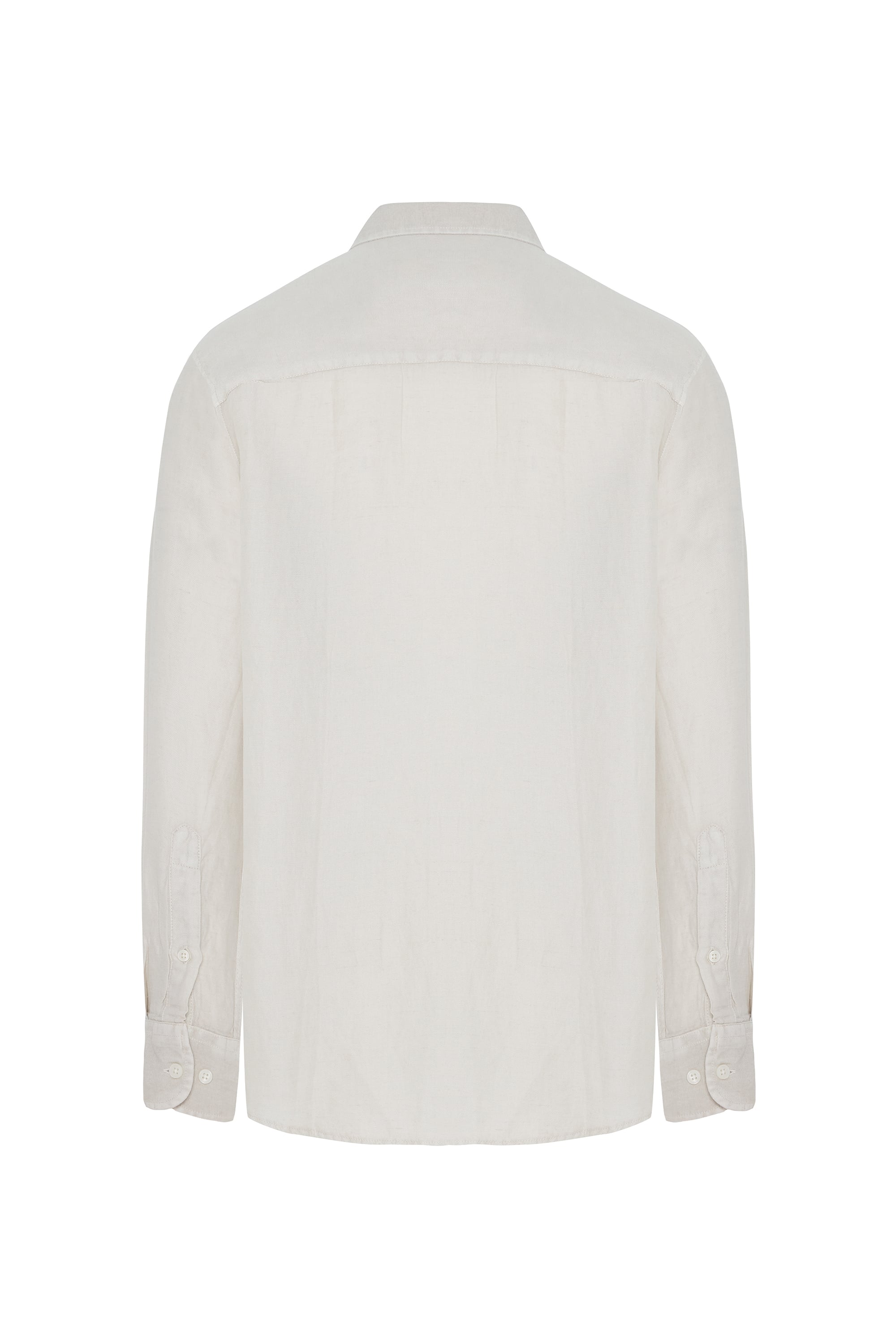 REGULAR FIT UZUN KOLLU KETEN KARIŞIMLI GÖMLEK