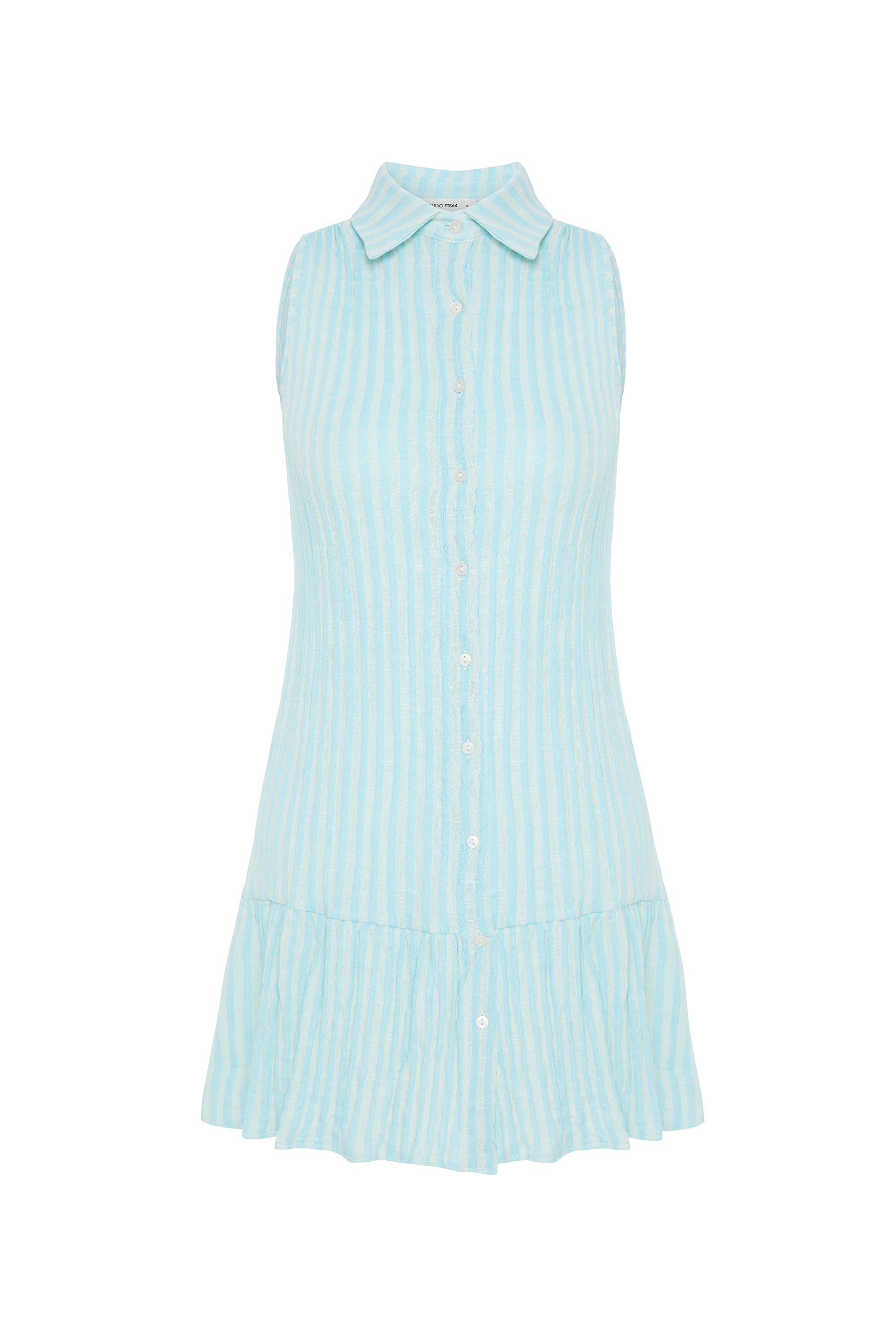 ÇİZGİLİ KOLSUZ KLOŞ MİNİ GÖMLEK ELBİSE