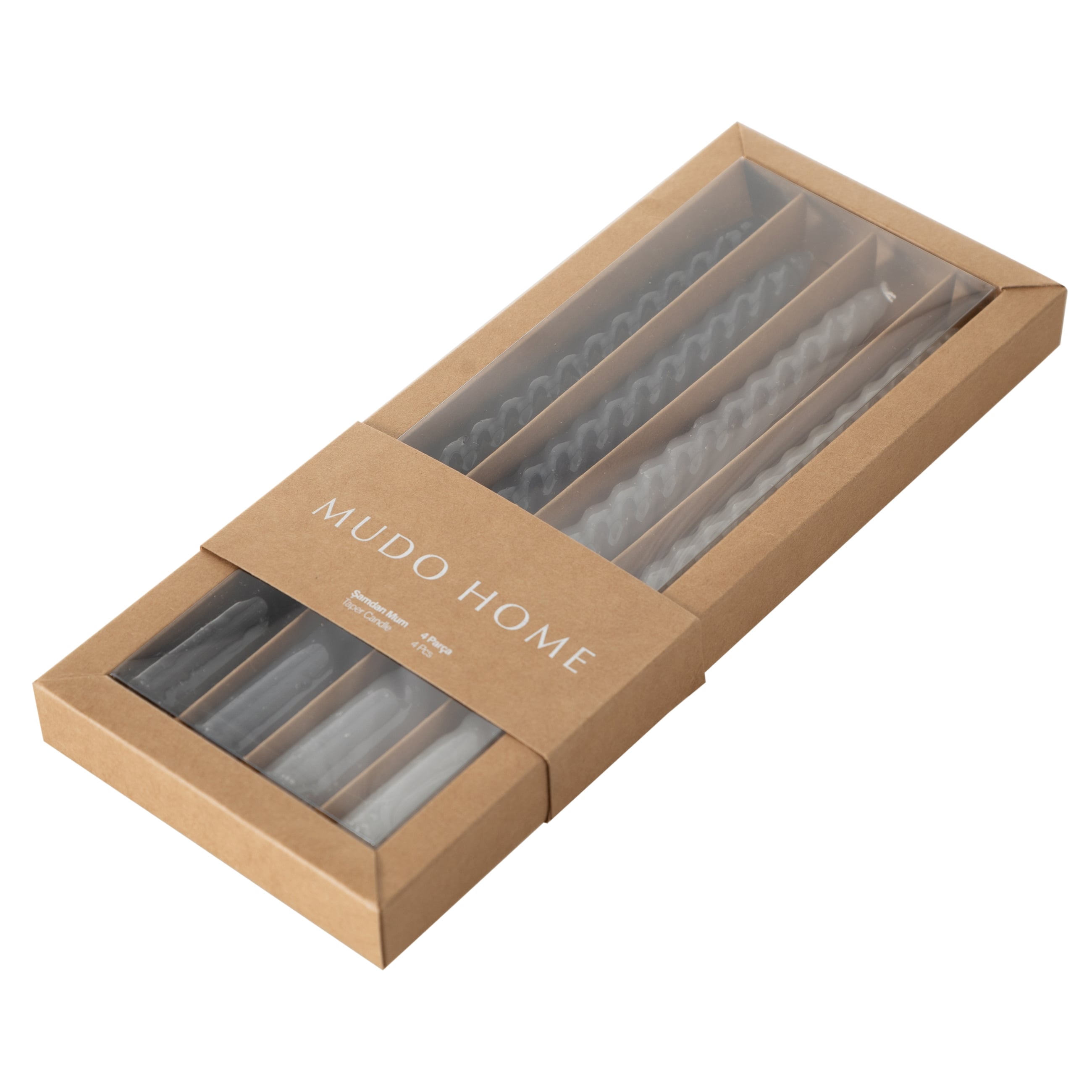 4LÜ BURGULU ŞAMDAN MUM DEGRADE GRİ-SİYAH 25CM