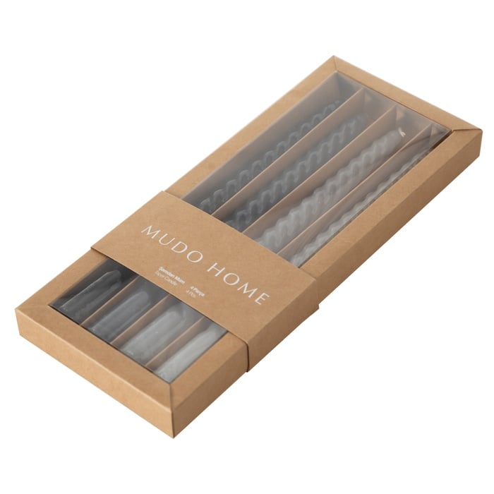 4LÜ BURGULU ŞAMDAN MUM DEGRADE GRİ-SİYAH 25CM