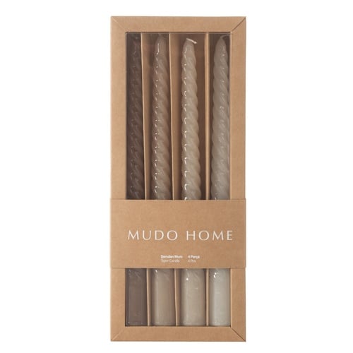 4LÜ BURGULU ŞAMDAN MUM DEGRADE BEJ-VİZON 25CM