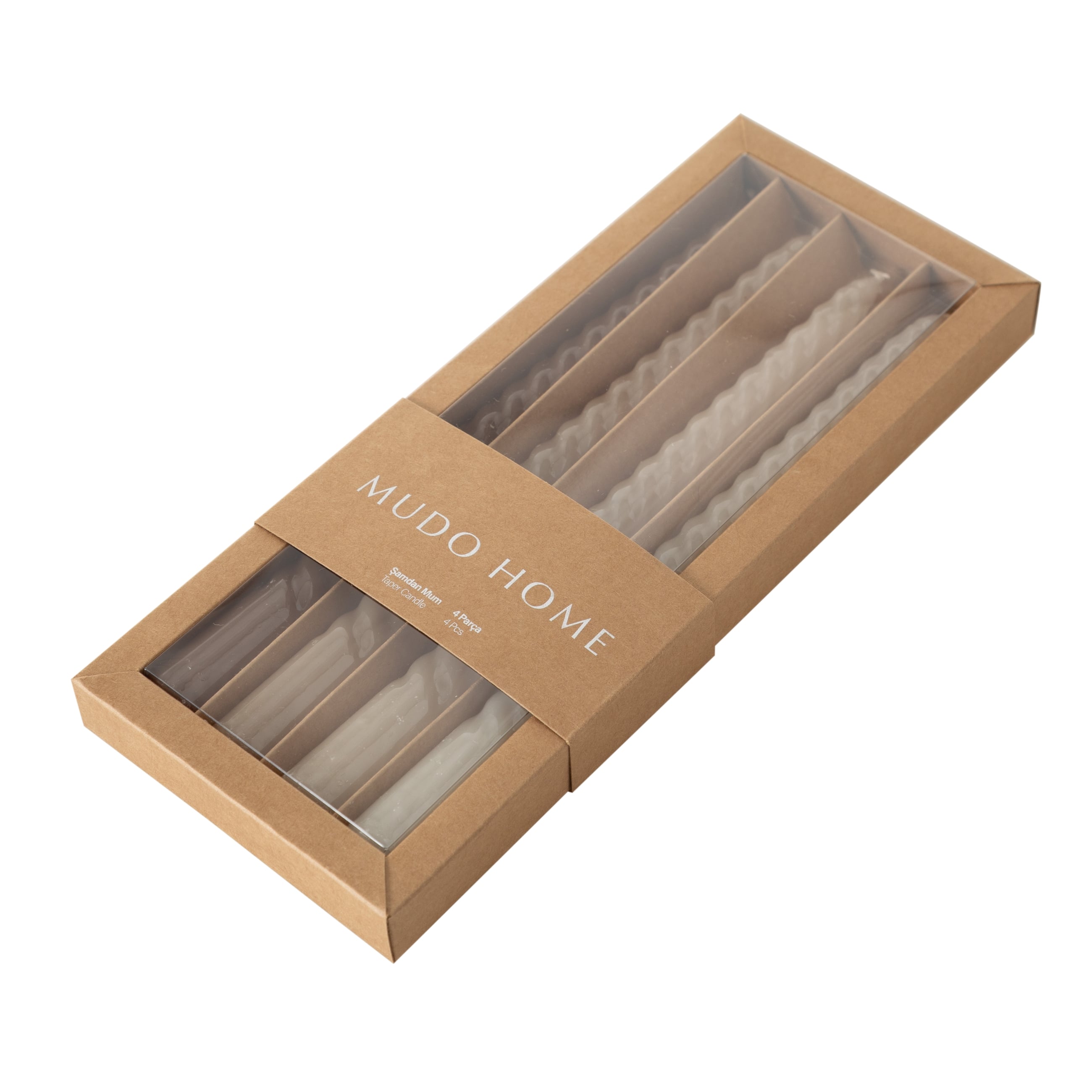 4LÜ BURGULU ŞAMDAN MUM DEGRADE BEJ-VİZON 25CM