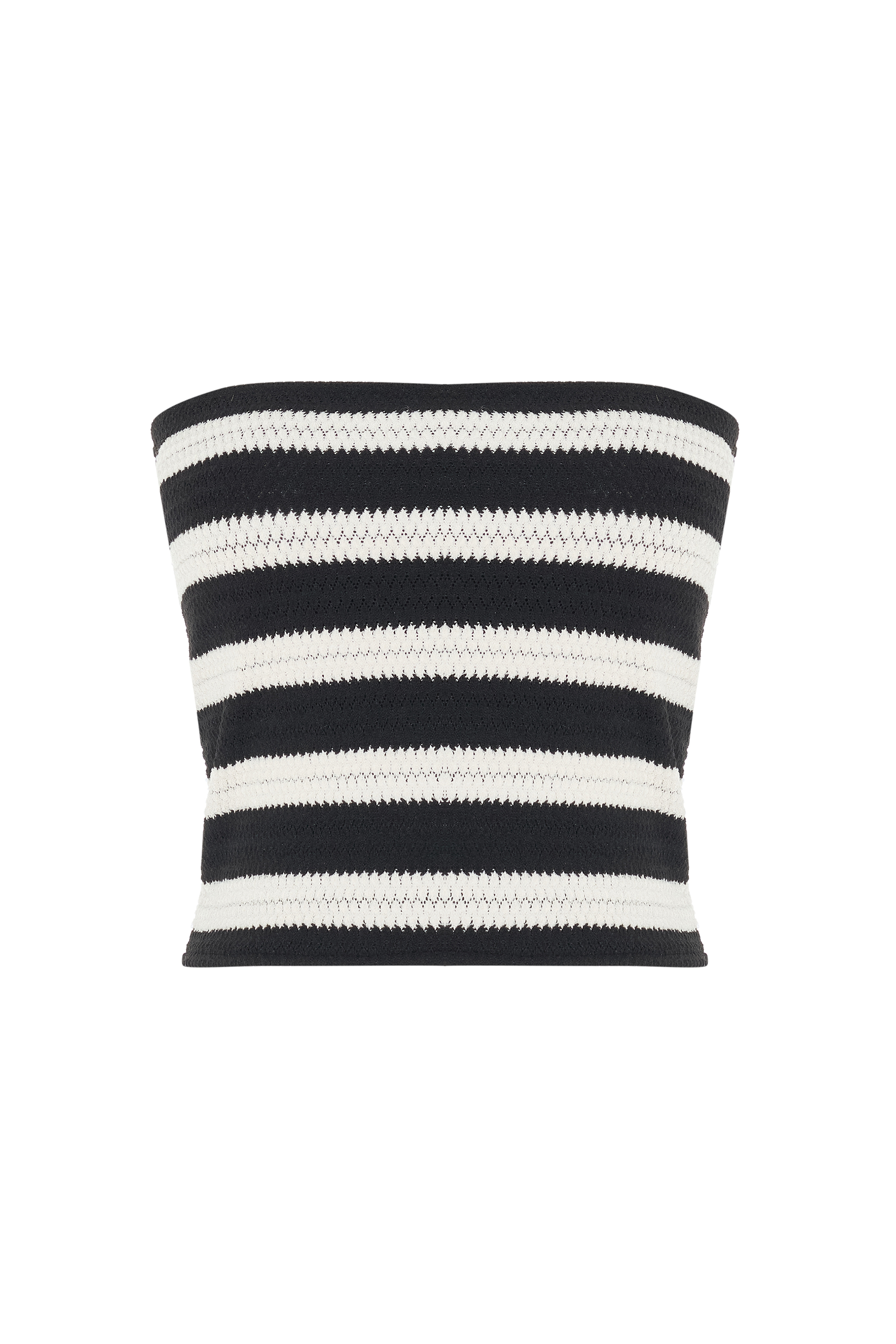 ÇİZGİLİ STRAPLEZ ÖRME BLUZ