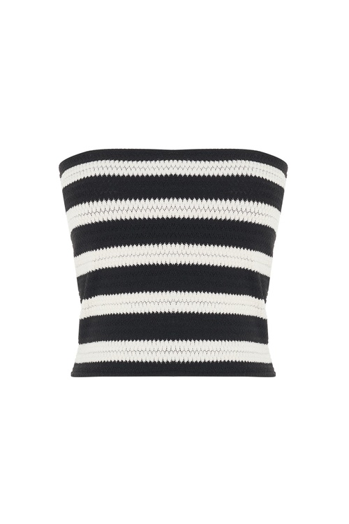  ÇİZGİLİ STRAPLEZ ÖRME BLUZ