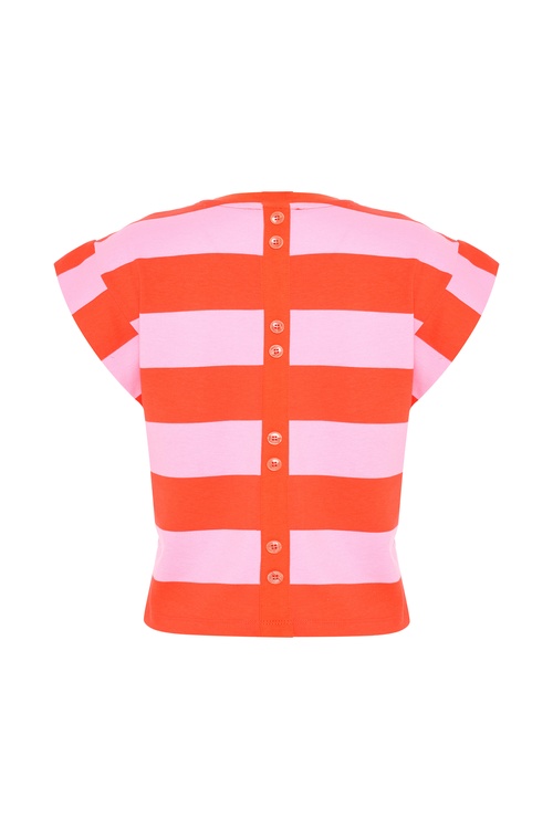  LOOSE FIT ÇİZGİLİ BİSİKLET YAKA T-SHIRT