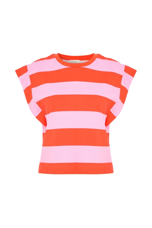  LOOSE FIT ÇİZGİLİ BİSİKLET YAKA T-SHIRT