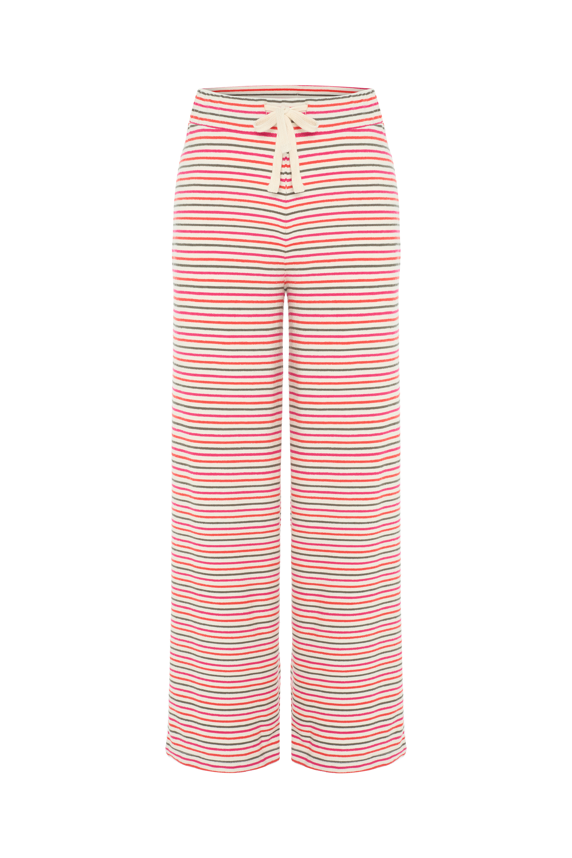 ÇİZGİLİ WIDE LEG BELİ BAĞLAMALI ÖRME PANTOLON