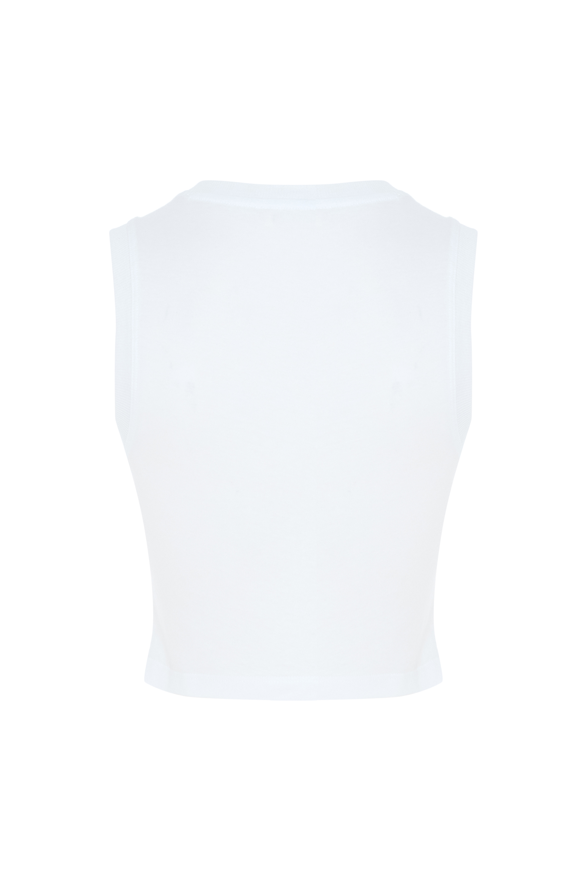 BİSİKLET YAKA KOLSUZ CROP T-SHIRT