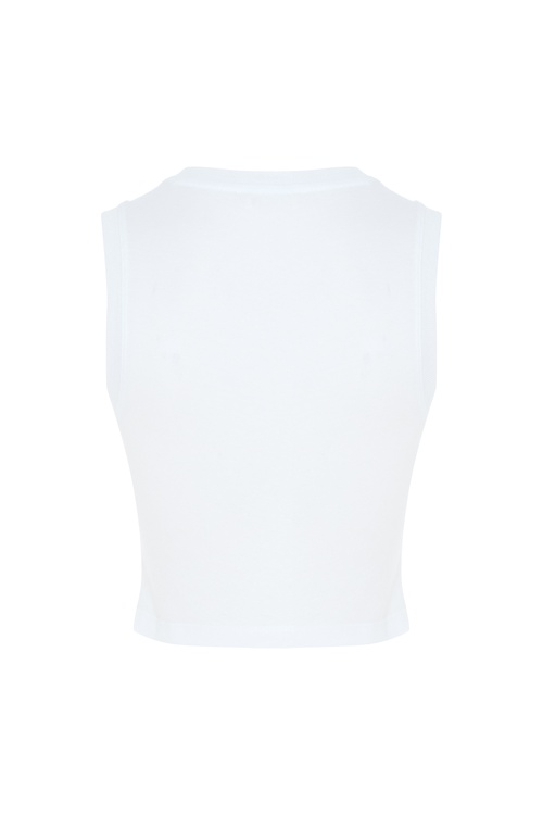  BİSİKLET YAKA KOLSUZ CROP T-SHIRT