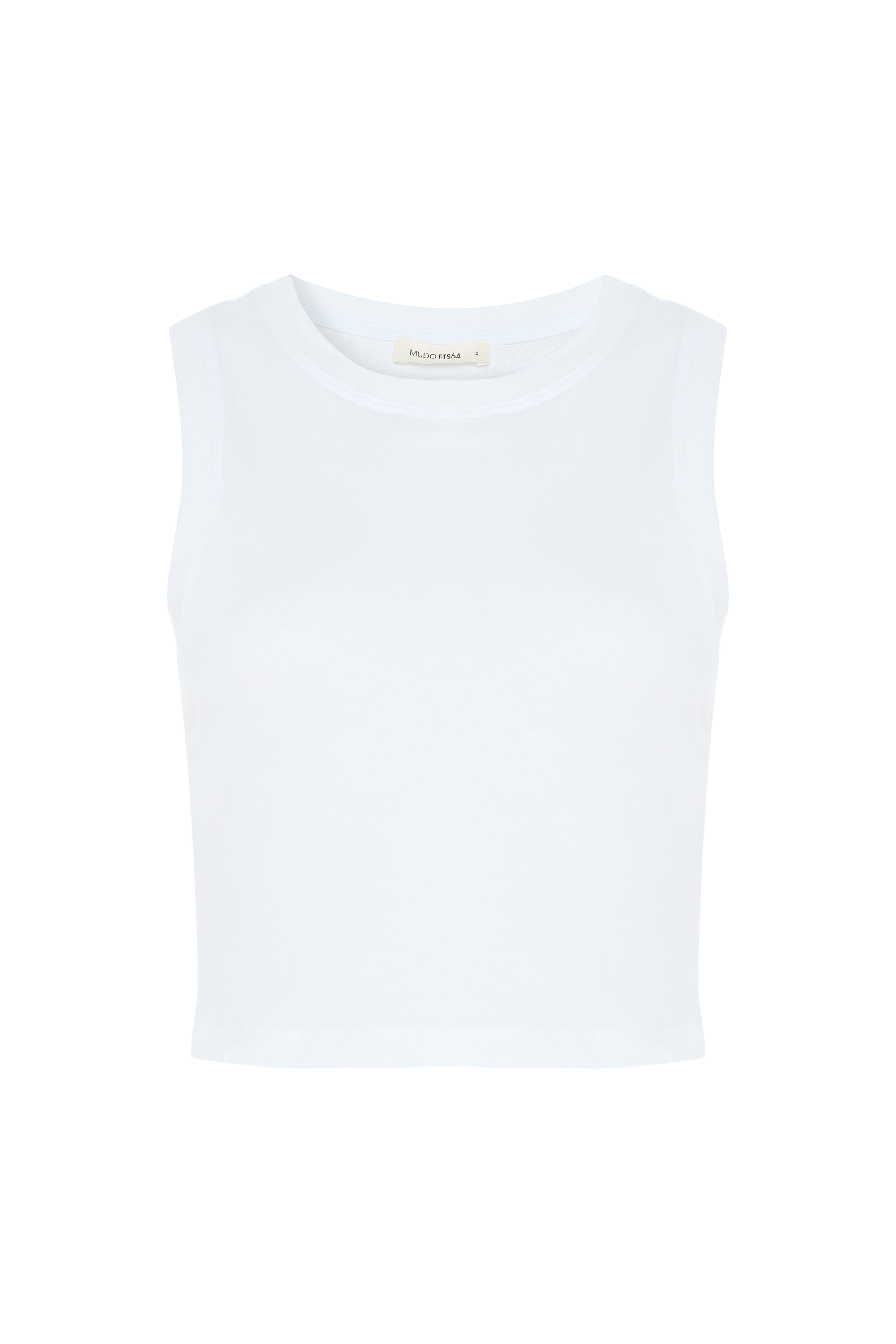 BİSİKLET YAKA KOLSUZ CROP T-SHIRT