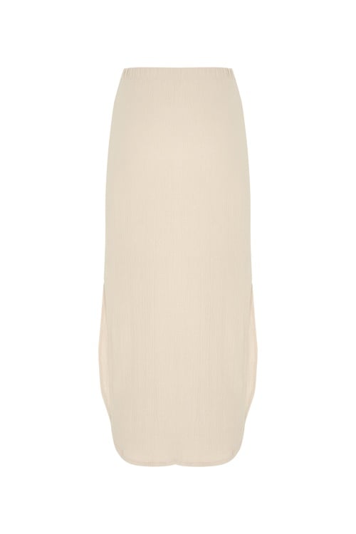 DÜZ KESİM YAN YIRTMAÇLI MİDİ ETEK