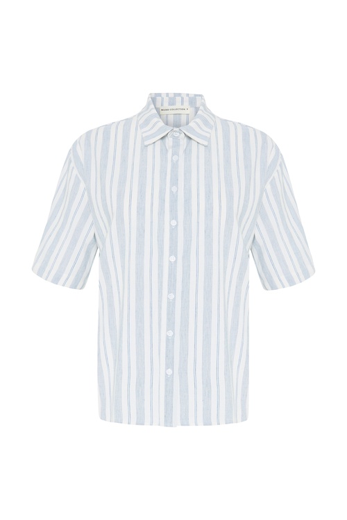  ÇİZGİLİ KISA KOLLU GÖMLEK