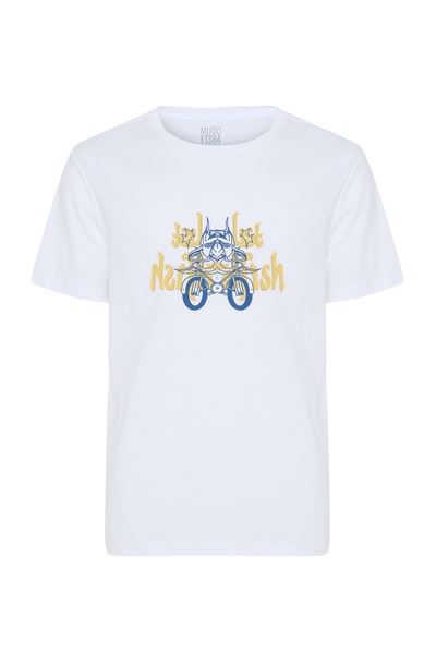 Mudo Marin Baskılı Bisiklet Yaka T-Shirt