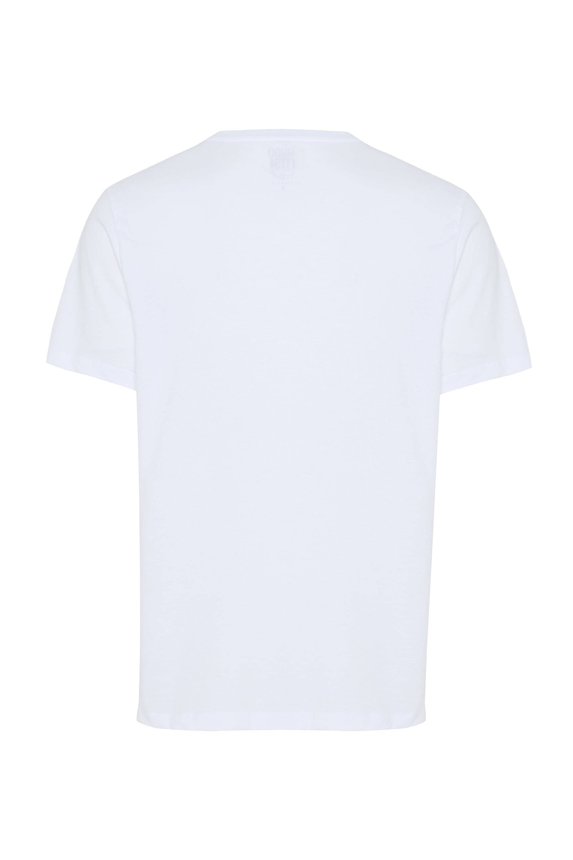 Erkek Beyaz Marin Baskılı Bisiklet Yaka T-Shirt