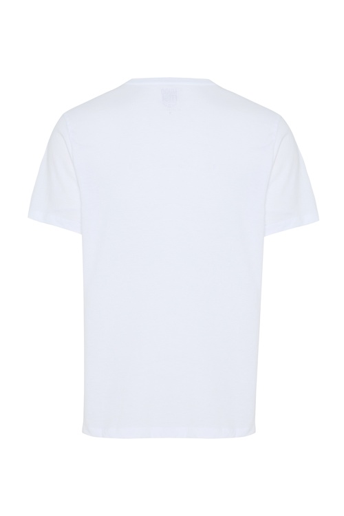 Erkek Beyaz Marin Baskılı Bisiklet Yaka T-Shirt