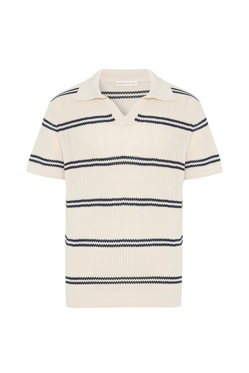  ÇİZGİLİ POLO YAKA KISA KOLLU TRİKO KAZAK