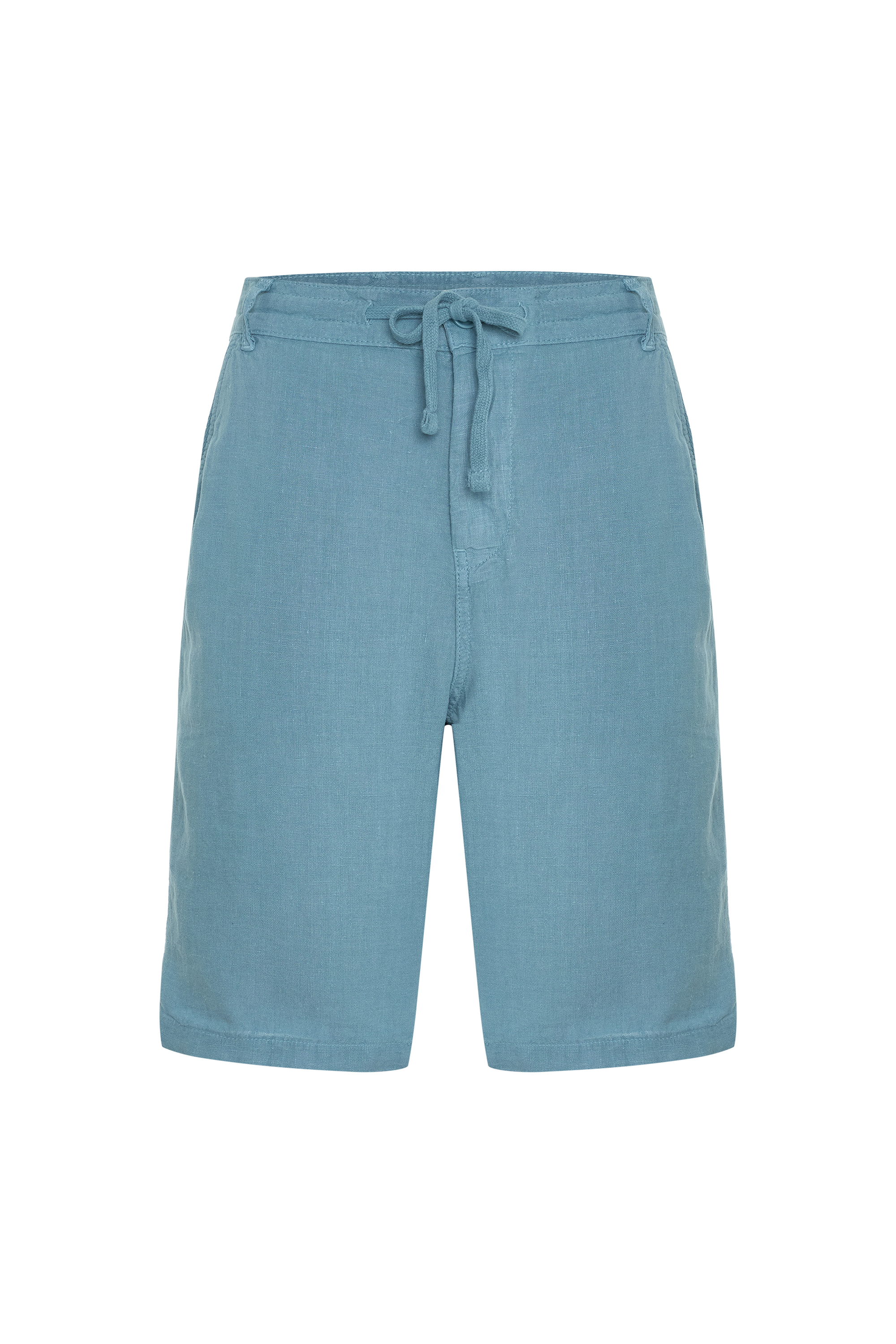 STRAIGHT FIT BAĞLAMALI KETEN ŞORT