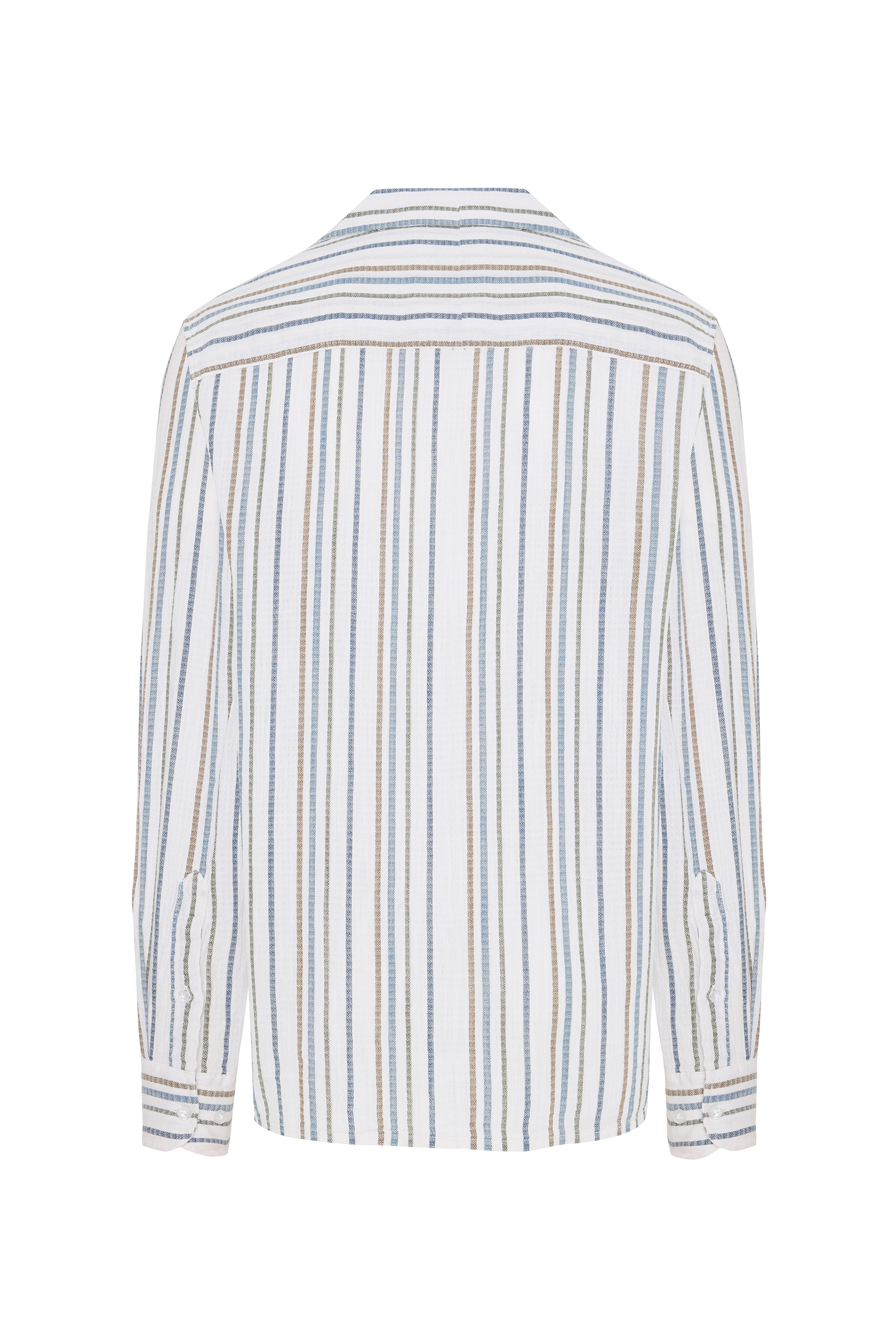 ÇİZGİLİ RESORT YAKA REGULAR FIT UZUN KOLLU GÖMLEK