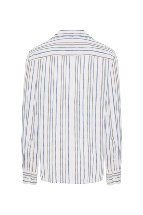  ÇİZGİLİ RESORT YAKA REGULAR FIT UZUN KOLLU GÖMLEK