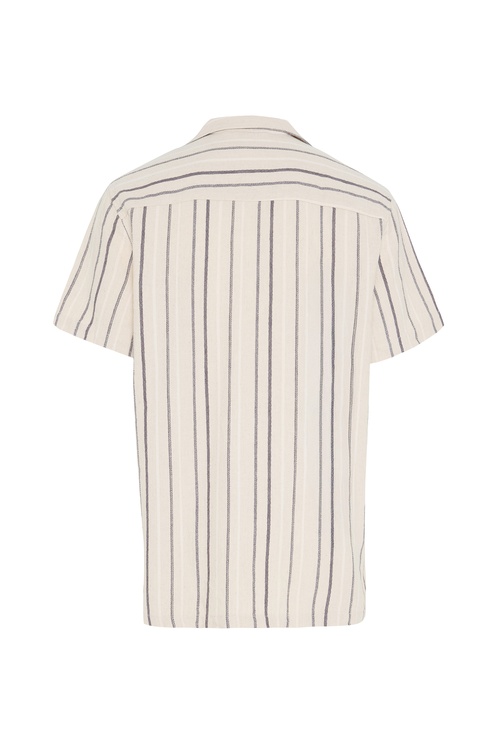  ÇİZGİLİ RESORT YAKA REGULAR FIT KISA KOLLU GÖMLEK