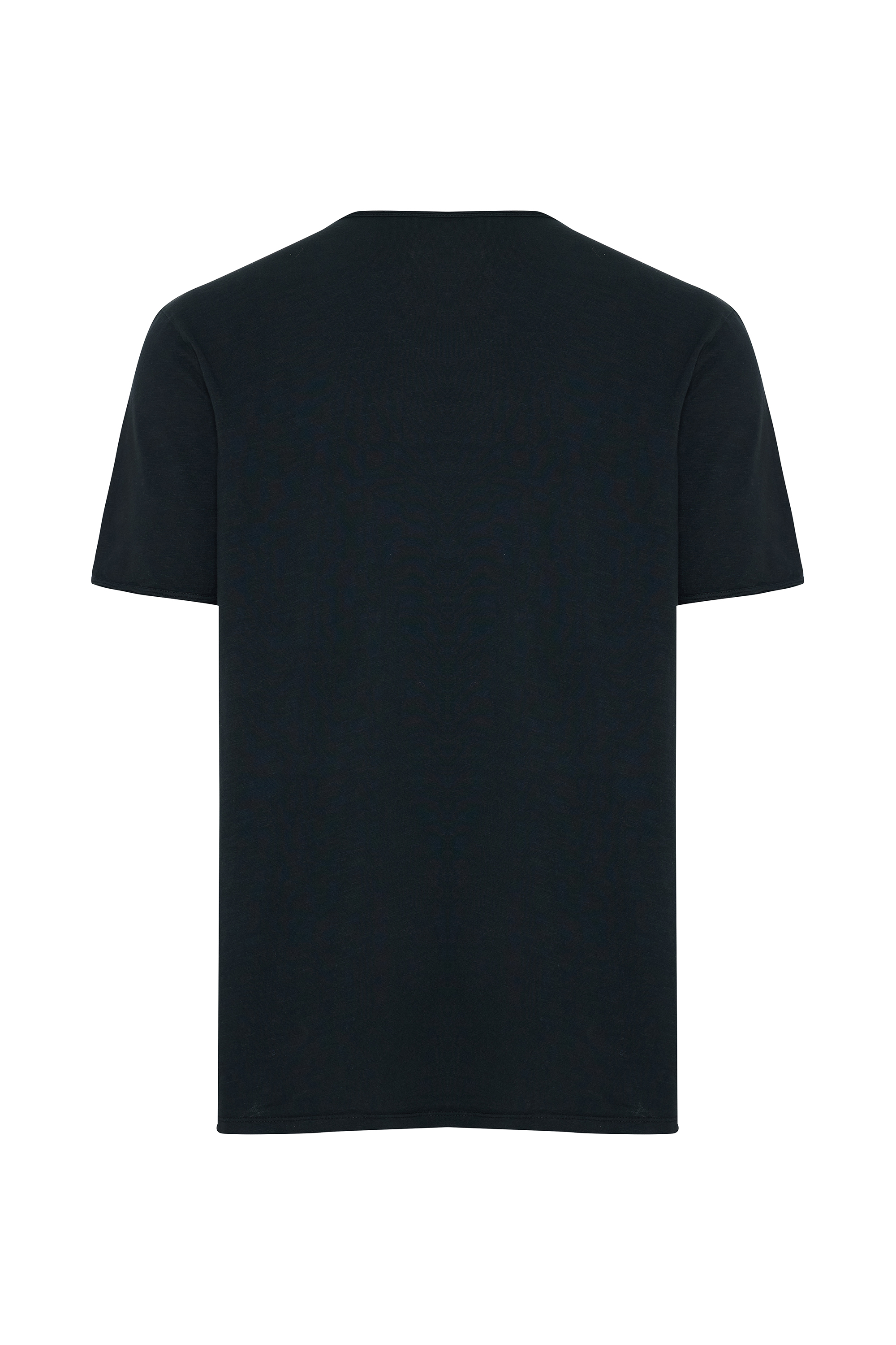 Erkek Siyah Henley Yaka Kısa Kollu T-Shirt