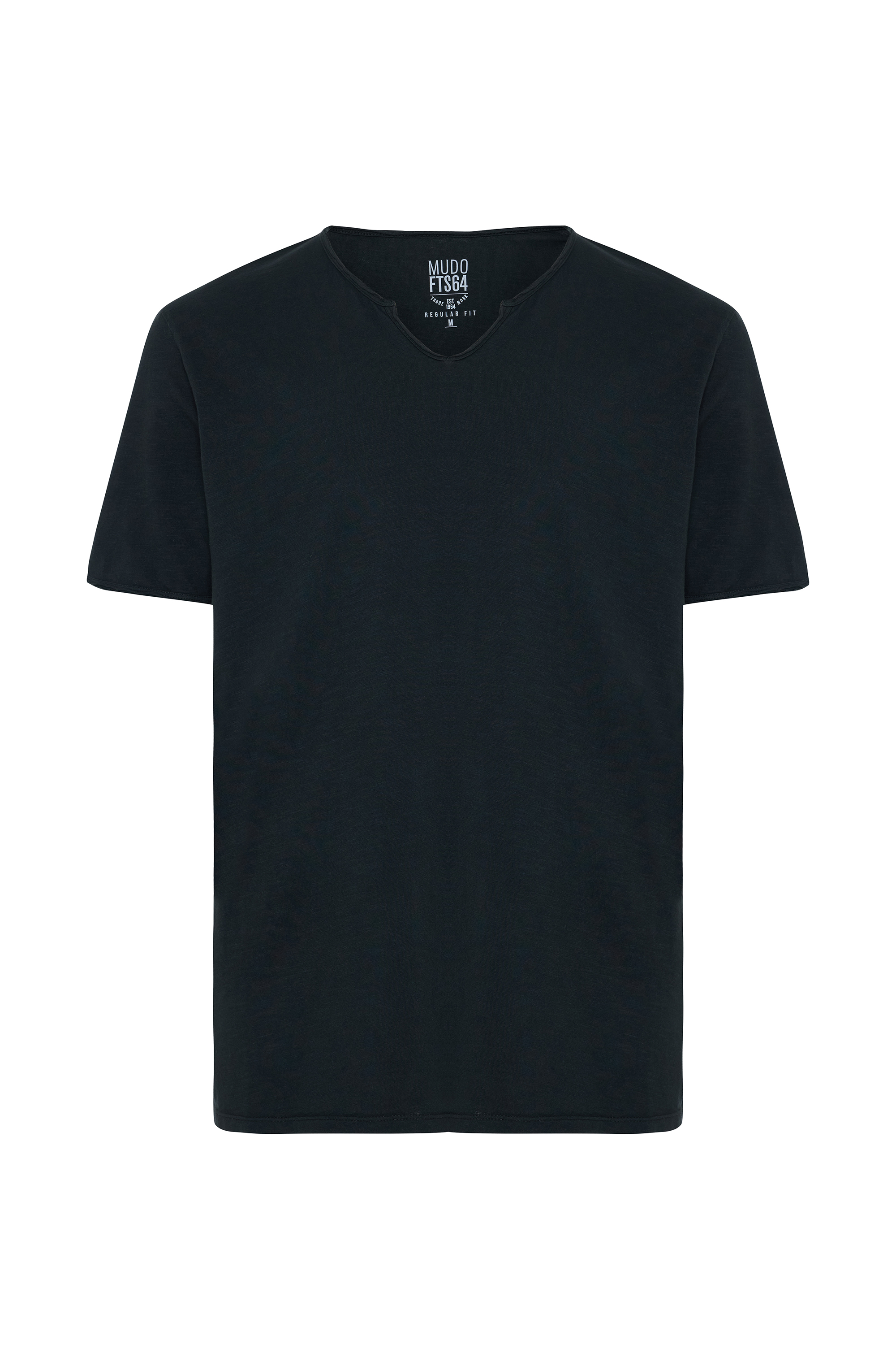 Erkek Siyah Henley Yaka Kısa Kollu T-Shirt