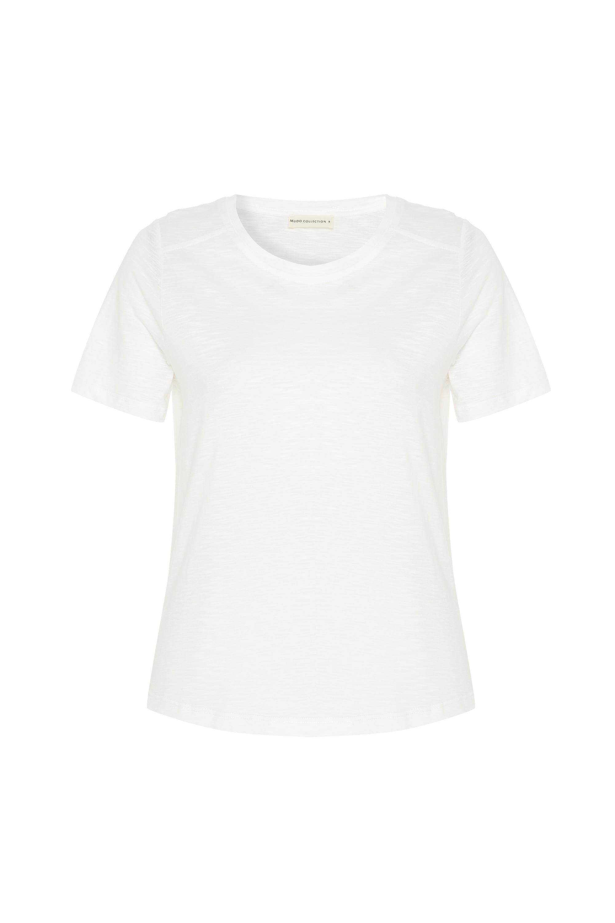 Kadın Kırık Beyaz Bisiklet Yaka Kısa Kollu T-Shirt