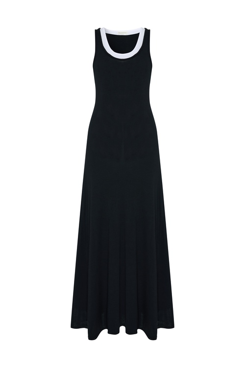  U YAKA KOLSUZ MODAL UZUN ELBİSE