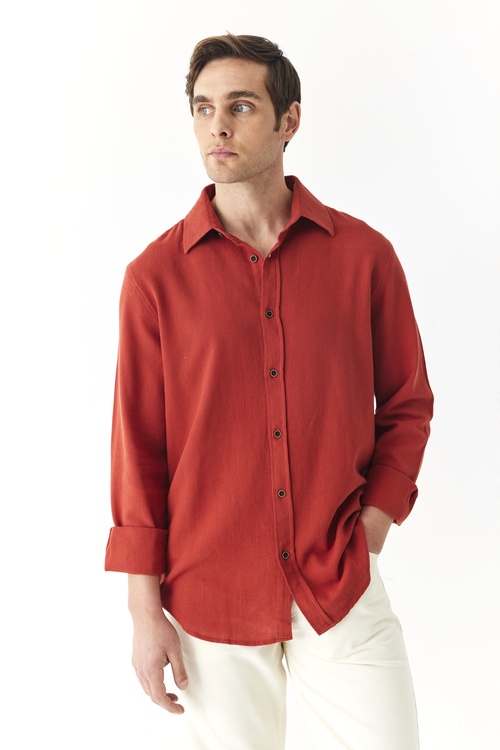  DOKULU REGULAR FIT UZUN KOLLU GÖMLEK