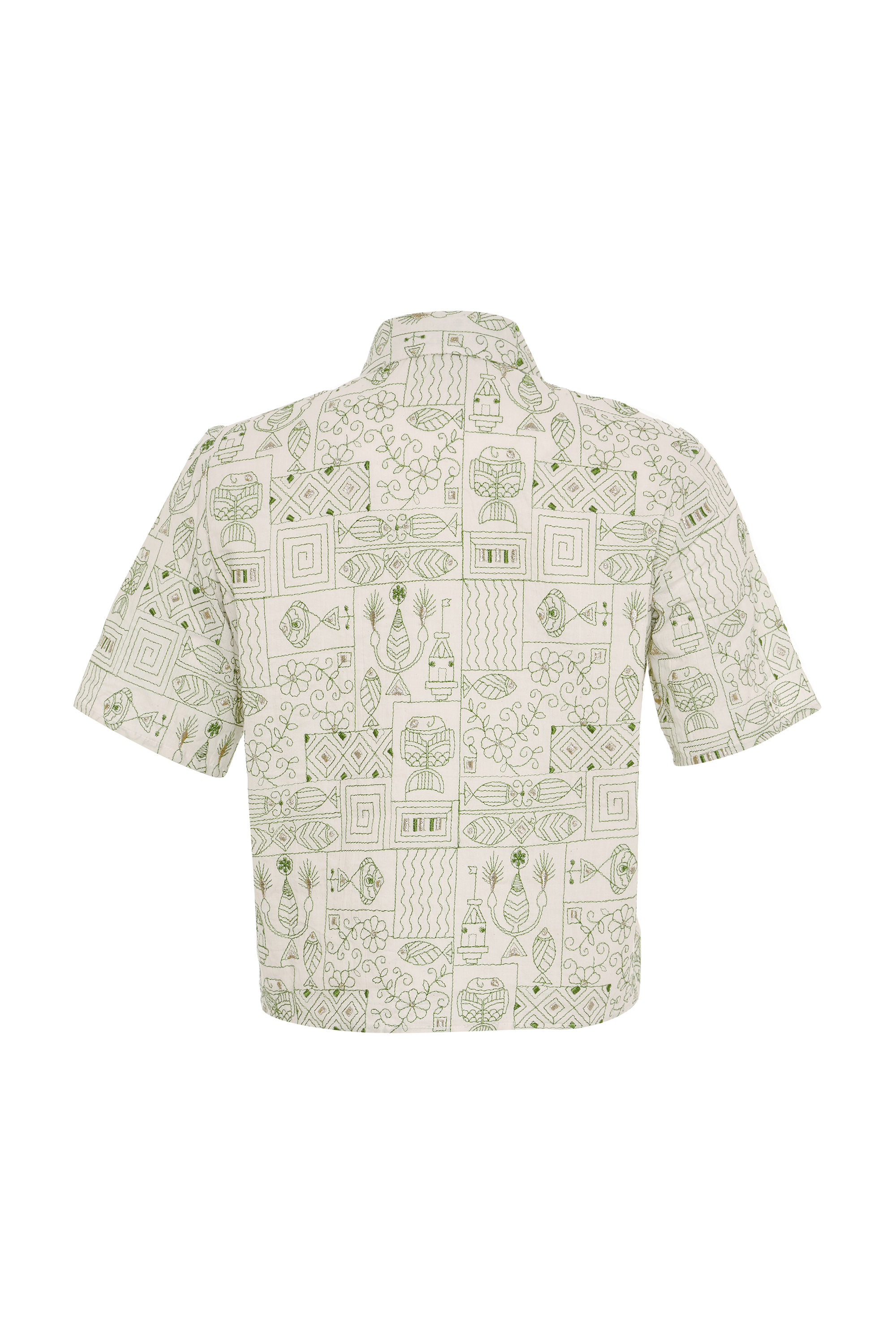 LOOSE FIT NAKIŞLI KISA KOLLU GÖMLEK