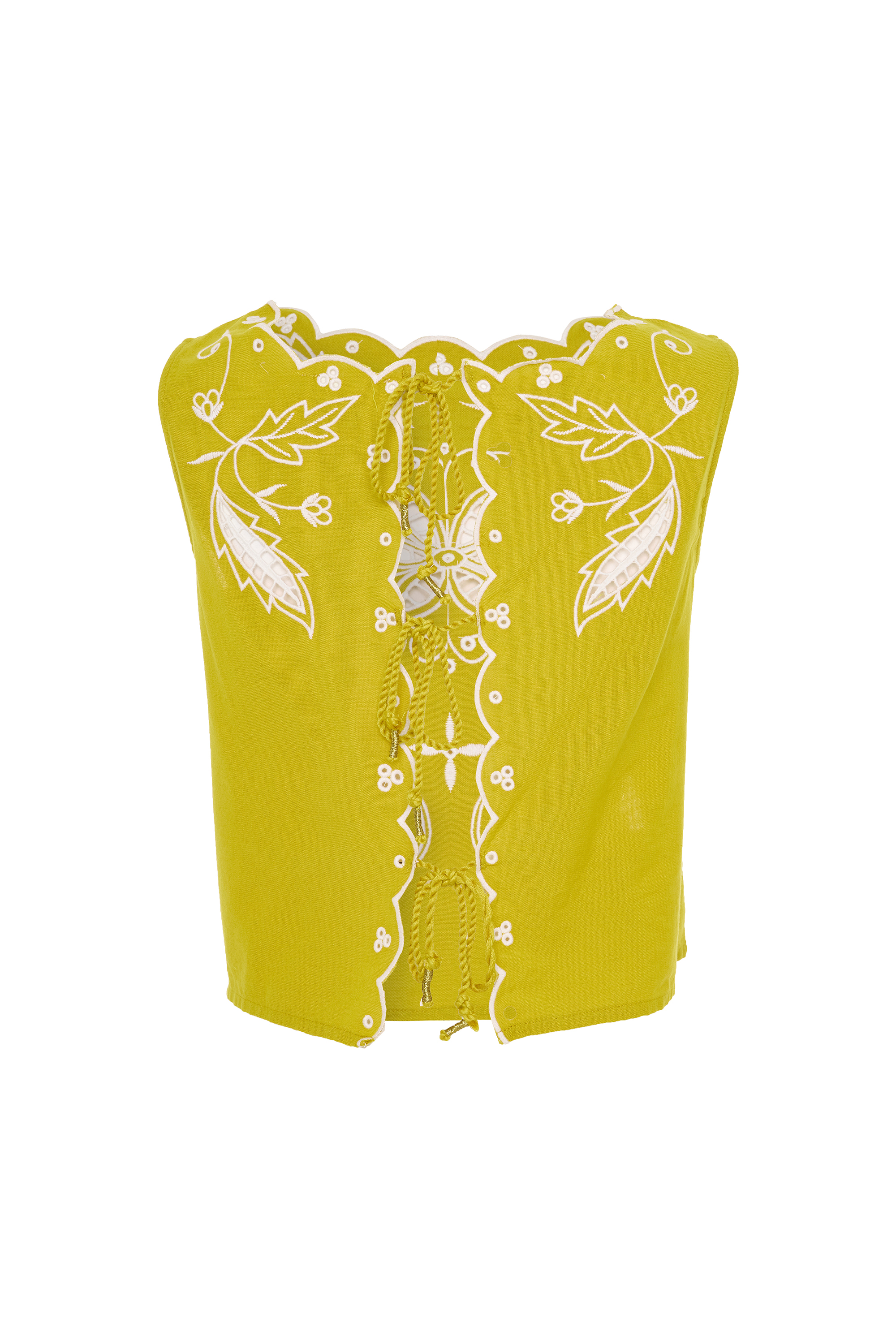 SIRT DETAYLI KOLSUZ NAKIŞLI BLUZ