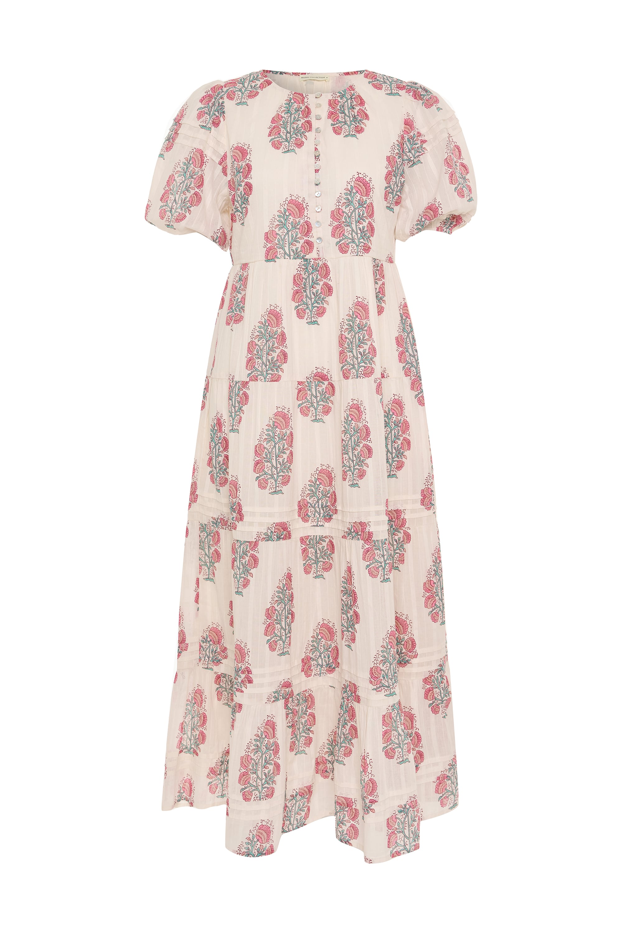 FLORAL BASKILI A FORM MİDİ ELBİSE