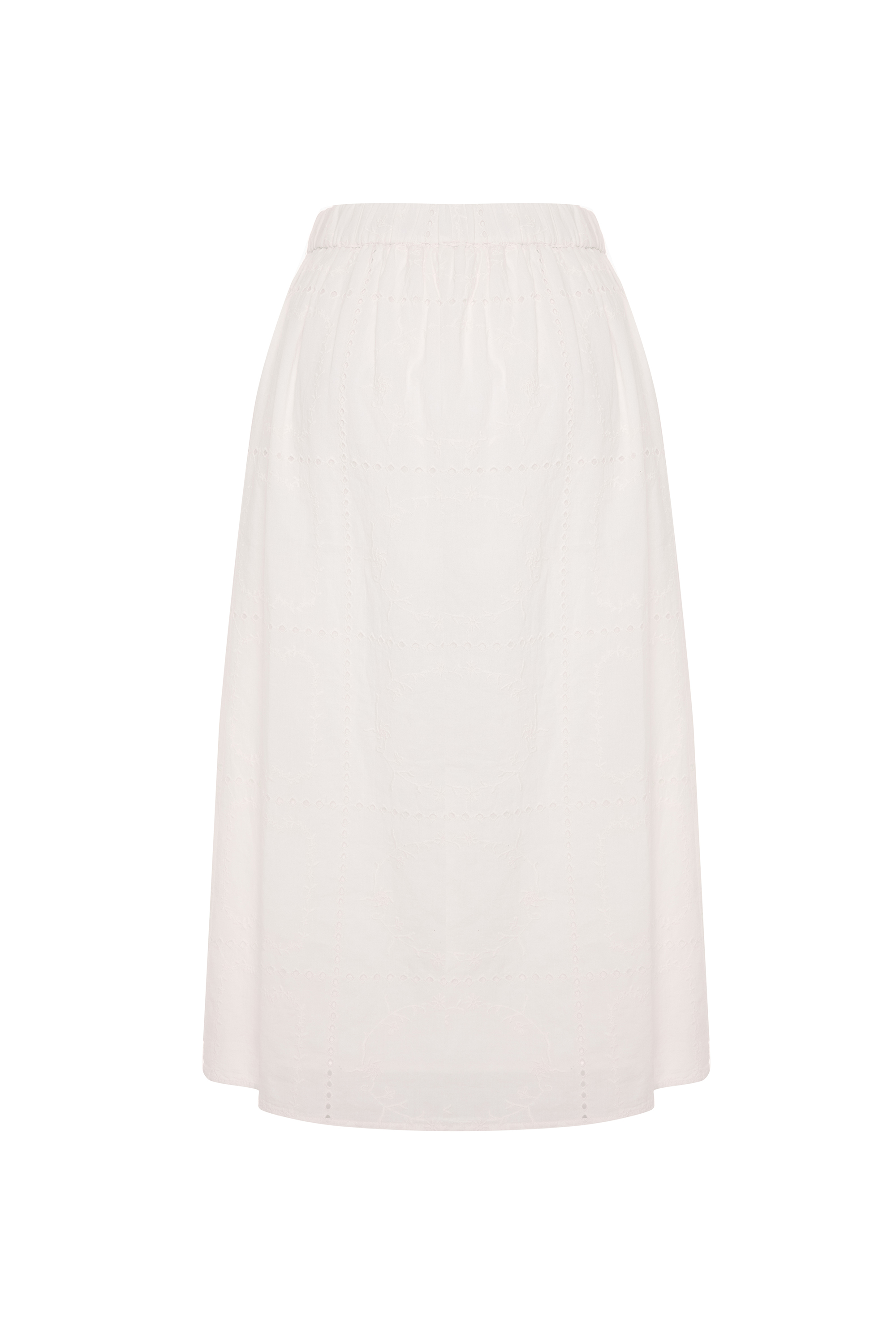 BELİ LASTİKLİ NAKIŞLI KLOŞ MİDİ ETEK