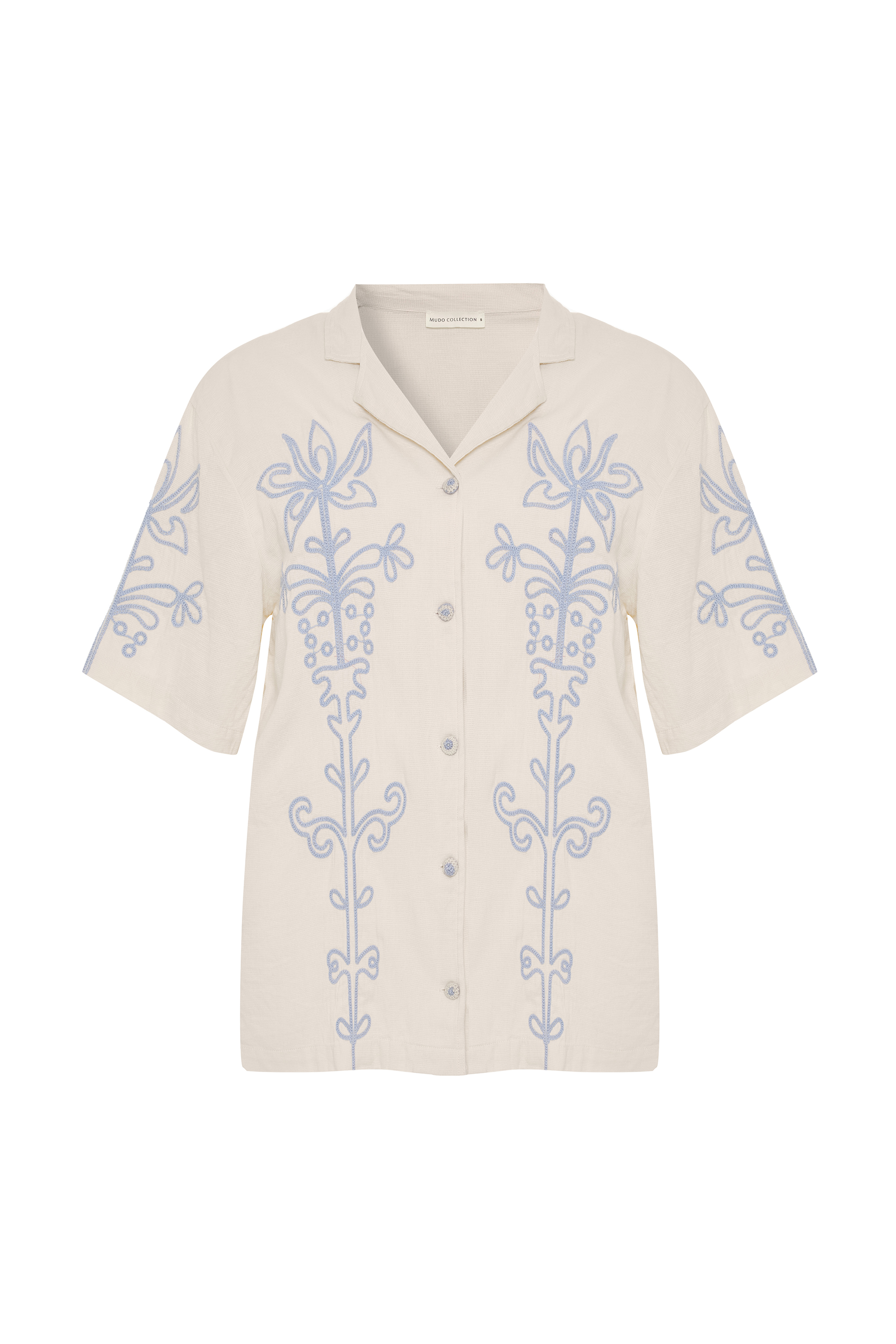 OVERSIZE NAKIŞLI KISA KOLLU GÖMLEK