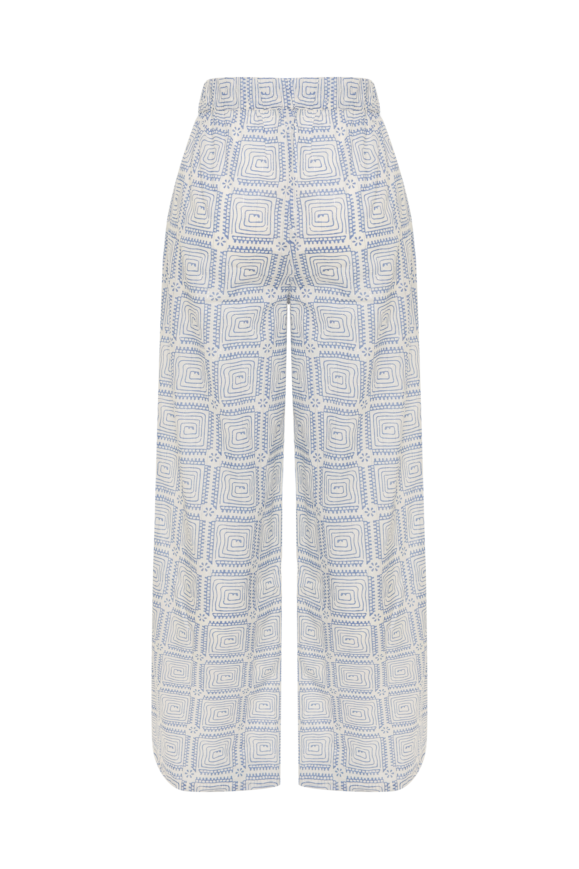 MARİN BASKILI BAĞLAMALI WIDE LEG PANTOLON