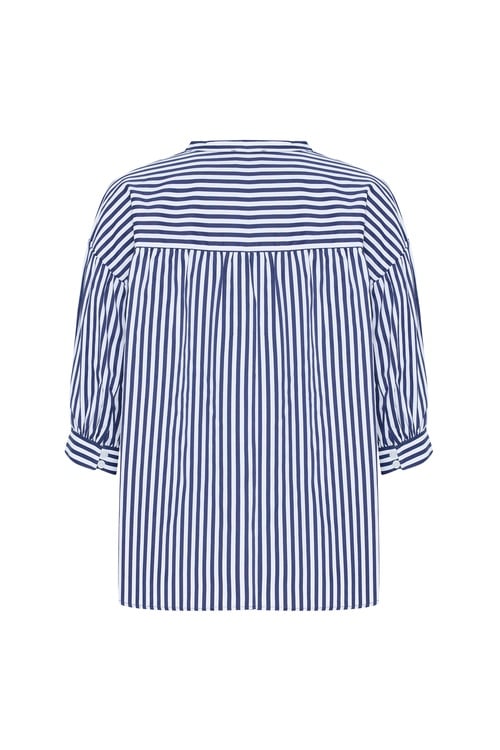 ÇİZGİLİ V YAKA OVERSIZE BLUZ