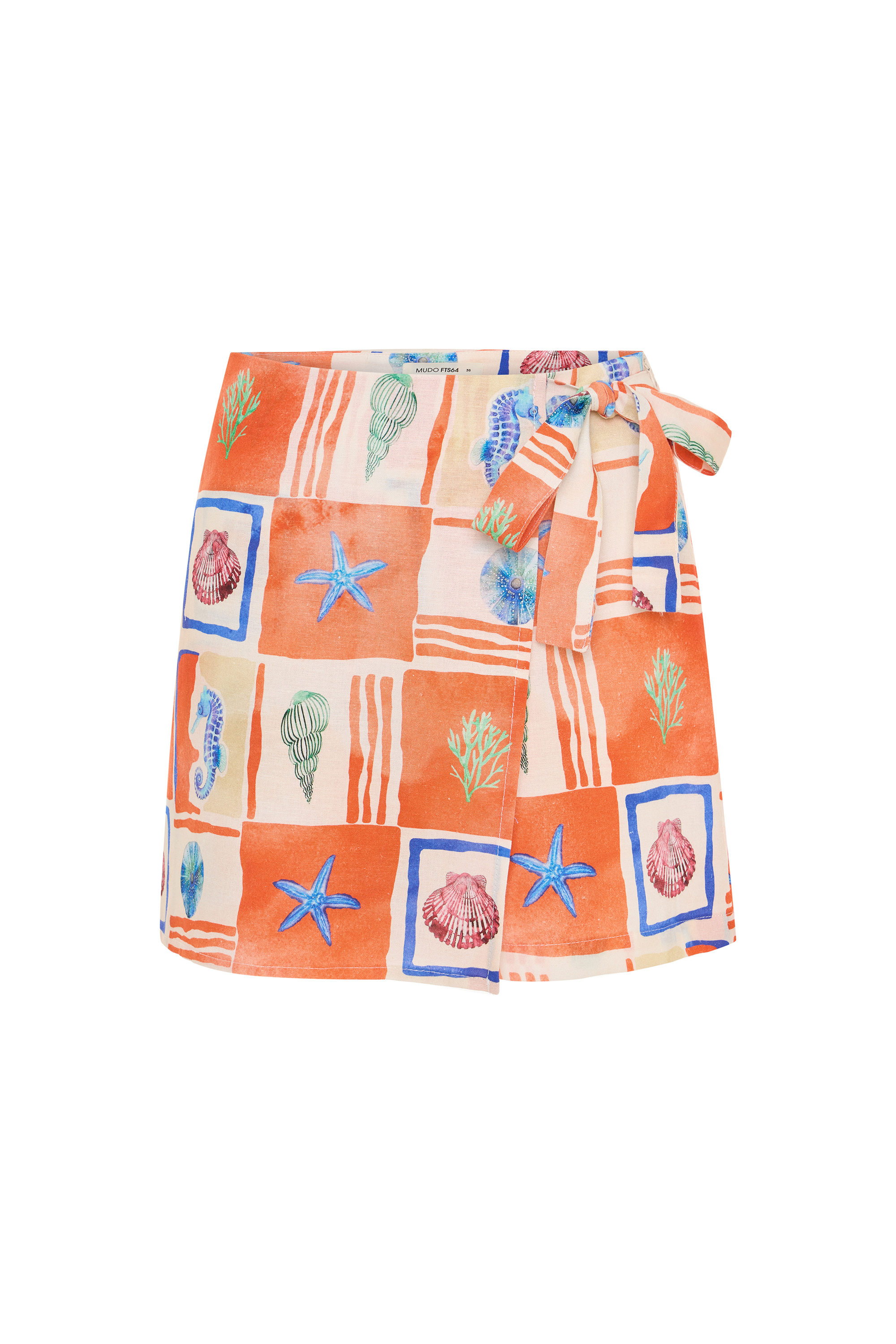 BASKILI KRUVAZE ŞORT ETEK